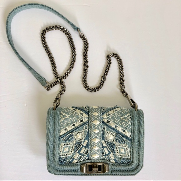 Rebecca Minkoff Embroidered Denim Crossbody - Picture 1 of 8